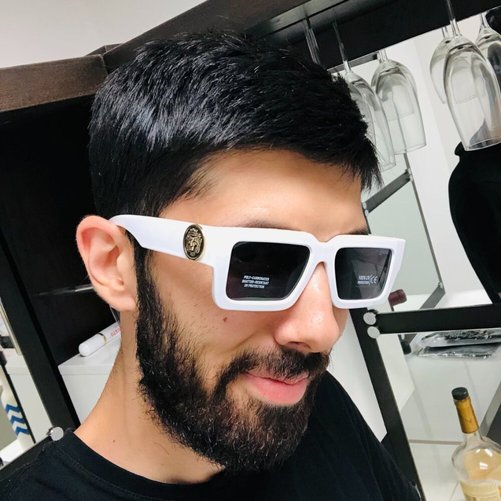 Men Sunglasses‎ Outdoor White Frame Black Lens  Beach Party Shades Lentes Gafas